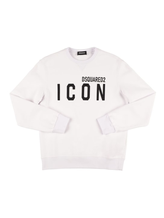 Dsquared2: Icon print cotton sweatshirt - White - kids-girls_0 | Luisa Via Roma