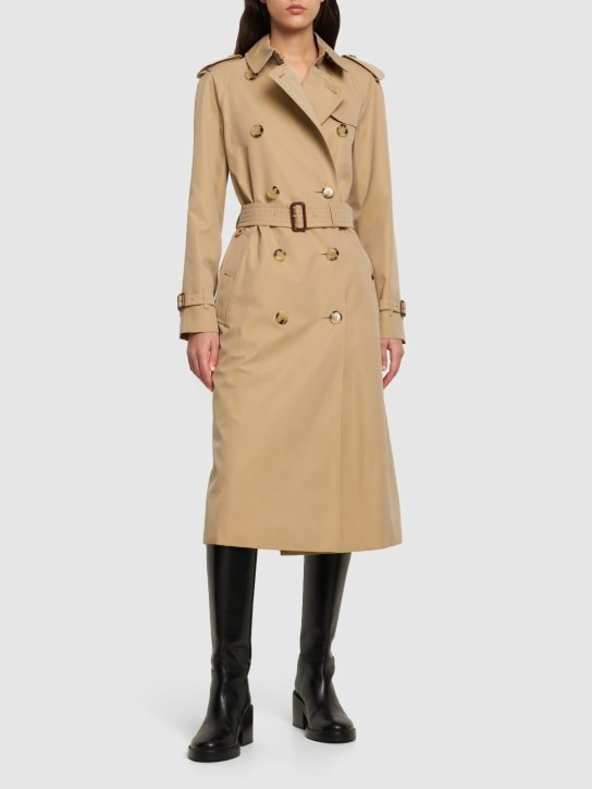 Burberry: Trench-coat en toile de coton Waterloo - Beige - women_1 | Luisa Via Roma