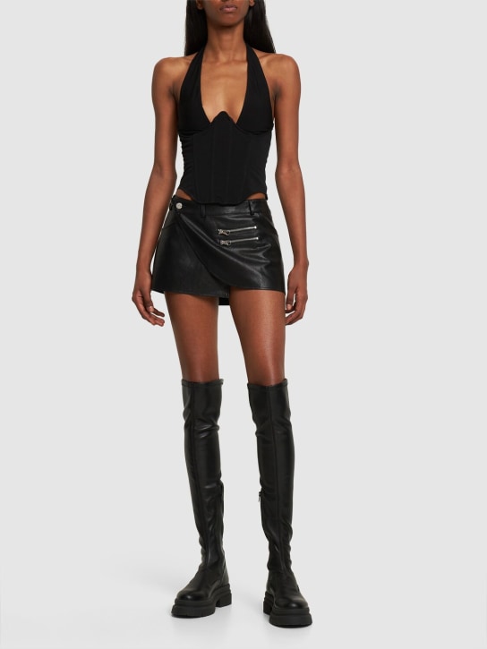 Miaou: Hunter faux leather mini skirt - Siyah - women_1 | Luisa Via Roma