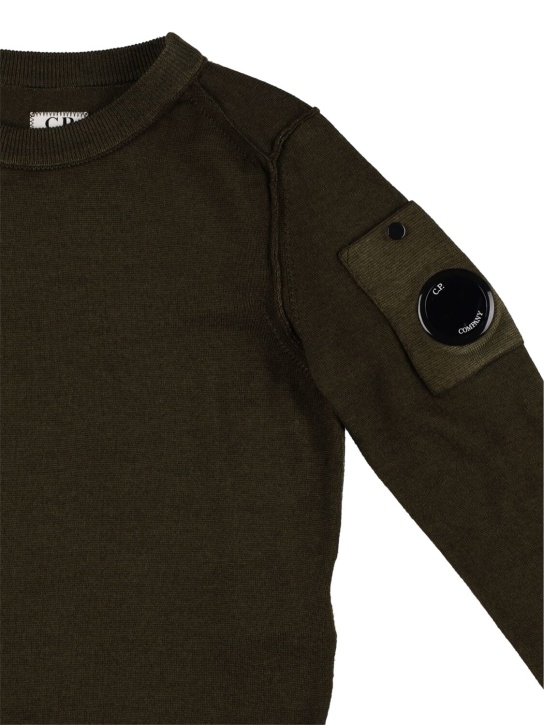 C.P. Company: Ribbed wool knit sweater - Green - kids-boys_1 | Luisa Via Roma