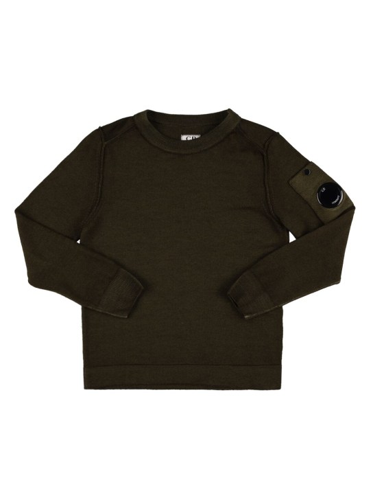 C.P. Company: Ribbed wool knit sweater - Green - kids-boys_0 | Luisa Via Roma