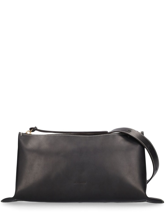 Jil Sander: Small Empire leather shoulder bag - Siyah - women_0 | Luisa Via Roma
