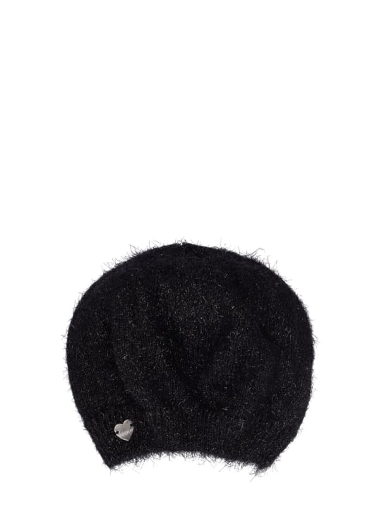 Monnalisa: Fuzzy knit lurex hat - Siyah - kids-girls_0 | Luisa Via Roma