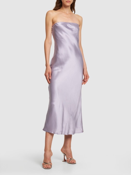 Reformation: Joana strapless silk midi dress - Lilac - women_1 | Luisa Via Roma