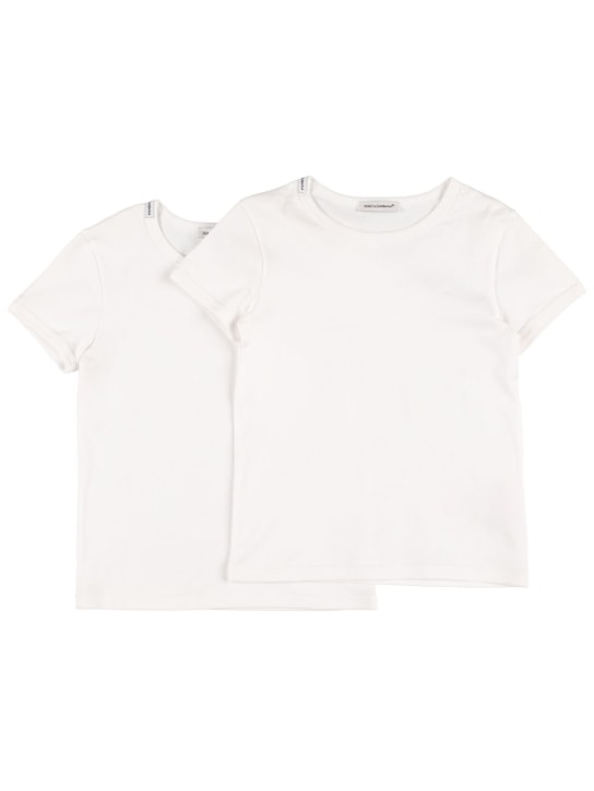 Dolce&Gabbana: 코튼 저지 티셔츠 2개 - 화이트 - kids-boys_0 | Luisa Via Roma
