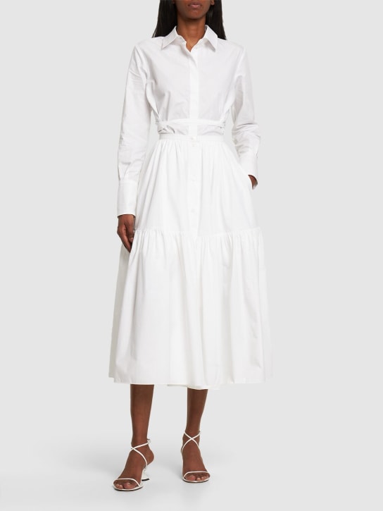 Patou: Cotton poplin midi skirt w/ buttons - Beyaz - women_1 | Luisa Via Roma