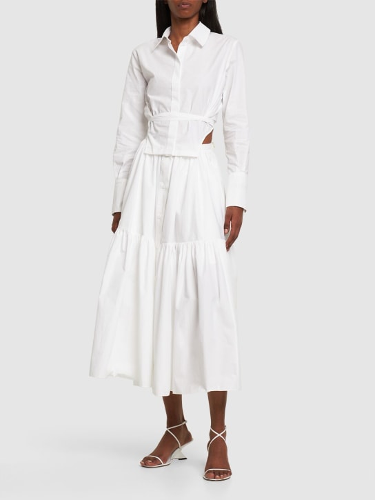 Patou: Cotton poplin shirt w/ self-tie waist - Beyaz - women_1 | Luisa Via Roma