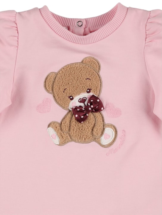Monnalisa: Cotton sweat dress w/ bear patch - Pink - kids-girls_1 | Luisa Via Roma