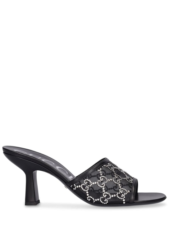 Gucci: 75mm Gucci Demi slide sandals - Black - women_0 | Luisa Via Roma