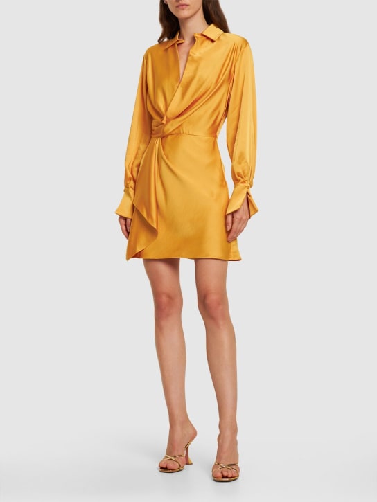 SIMKHAI: Talit draped satin mini dress - Yellow - women_1 | Luisa Via Roma
