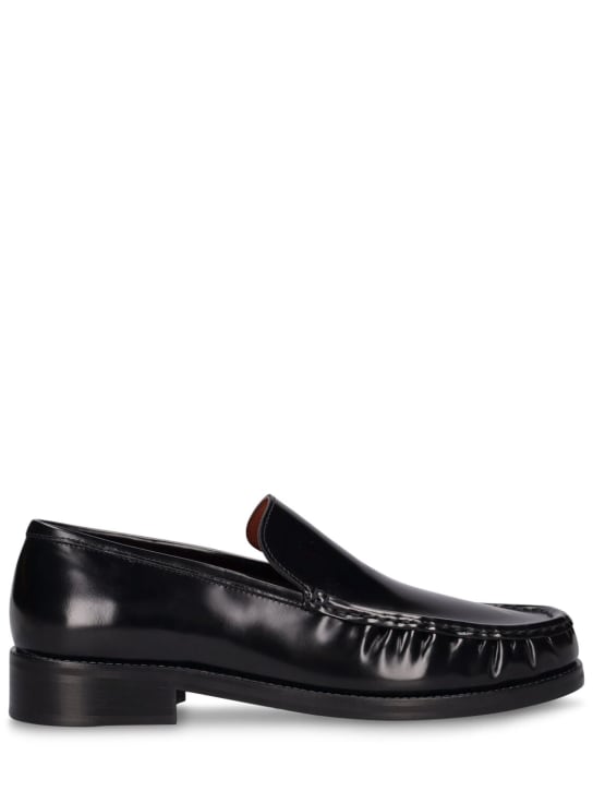 Acne Studios: Boafer sport leather loafers - Black - men_0 | Luisa Via Roma