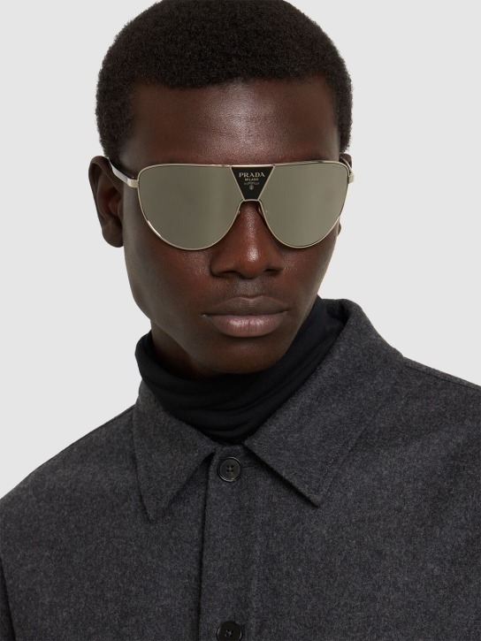 Prada: Catwalk pilot metal sunglasses - Black/Grey - men_1 | Luisa Via Roma