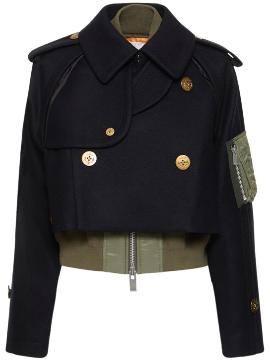 Layered wool crop trench bomber jacket - Sacai - Women | Luisaviaroma