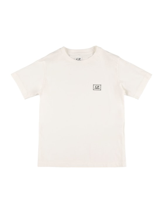 C.P. Company: T-shirt in jersey di cotone con logo - Bianco - kids-boys_0 | Luisa Via Roma