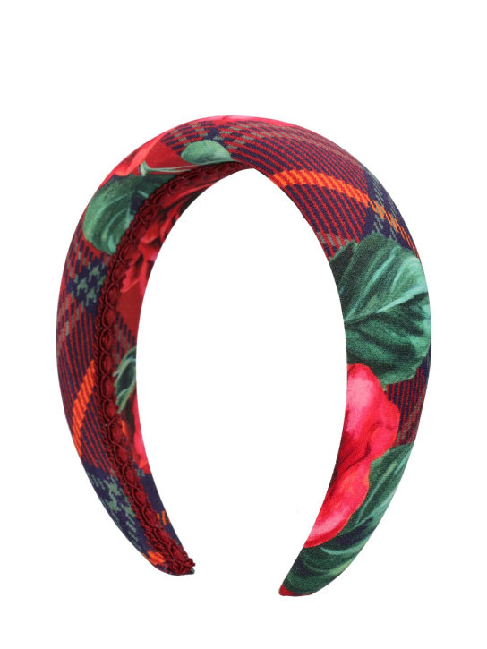 Dolce&Gabbana: Rose print wool flannel headband - Black/Red - kids-girls_1 | Luisa Via Roma