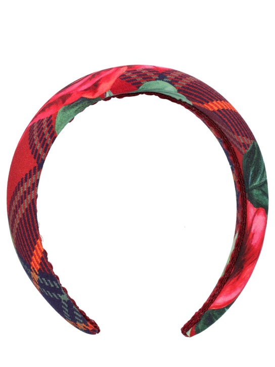Dolce&Gabbana: Rose print wool flannel headband - Black/Red - kids-girls_0 | Luisa Via Roma