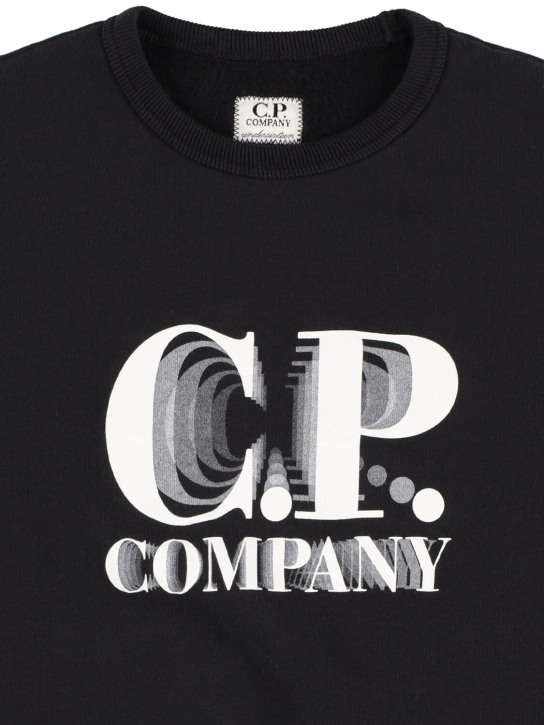 C.P. Company: Sudadera de algodón con logo estampado - Negro - kids-boys_1 | Luisa Via Roma