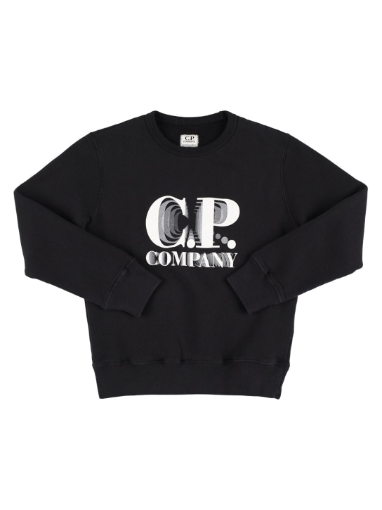 C.P. Company: 로고 프린트 코튼 스웨트셔츠 - 블랙 - kids-boys_0 | Luisa Via Roma