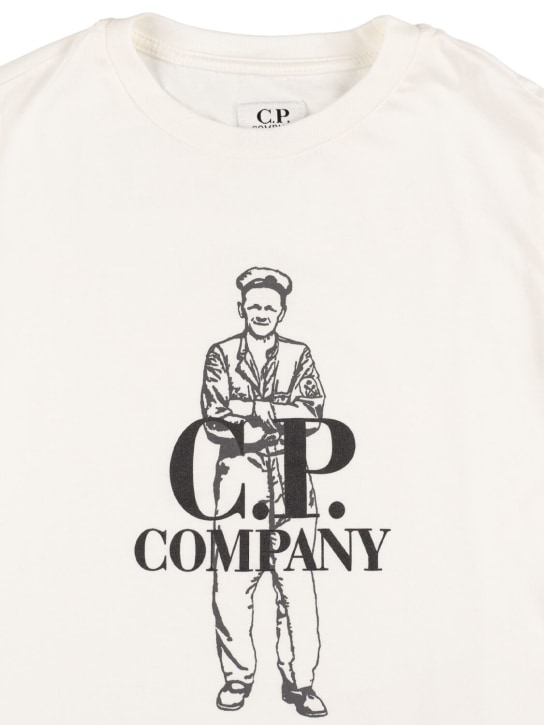 C.P. Company: Camiseta de algodón jersey estampada - Blanco - kids-boys_1 | Luisa Via Roma