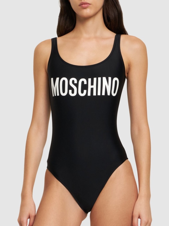 Moschino: Logo Lycra one piece swimsuit - Black - women_1 | Luisa Via Roma
