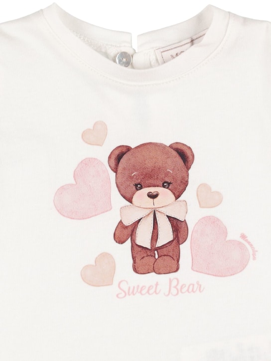 Monnalisa: T-shirt in jersey di cotone con stampa - Off White - kids-girls_1 | Luisa Via Roma