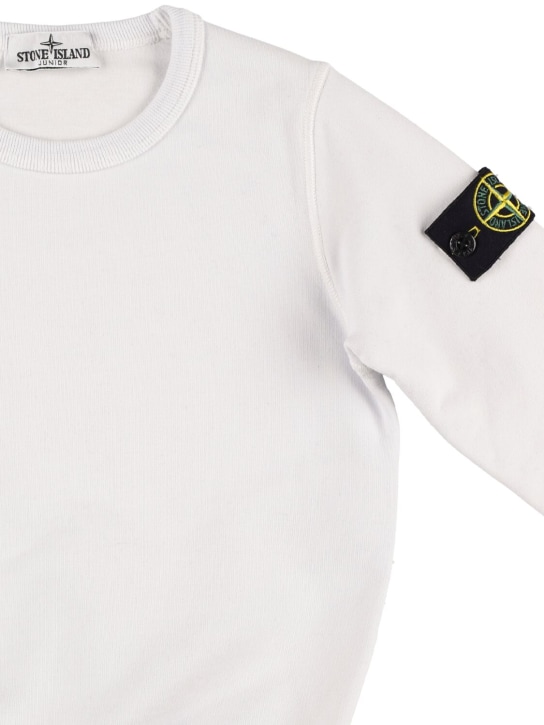 Stone Island: Sweat-shirt en jersey de coton à logo - Blanc - kids-boys_1 | Luisa Via Roma