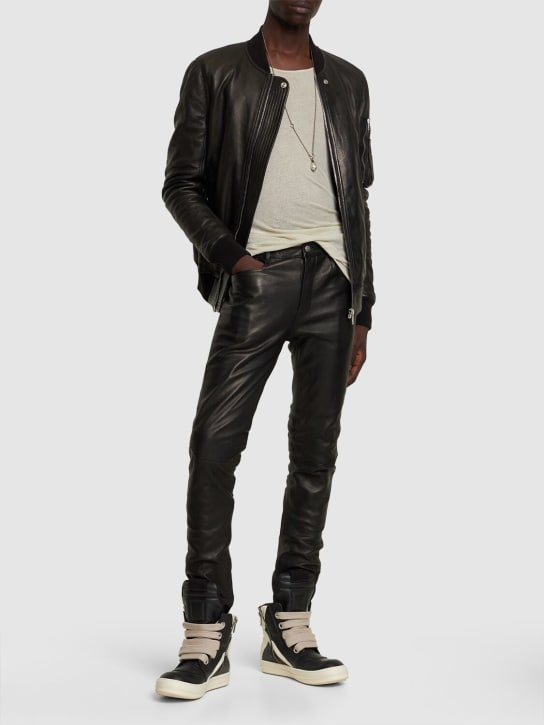 Rick Owens: Tyrone leather pants - Black - men_1 | Luisa Via Roma