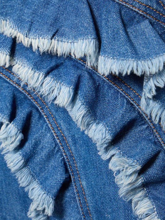 Blumarine: Minigonna in denim / ruches - Blu - women_3 | Luisa Via Roma