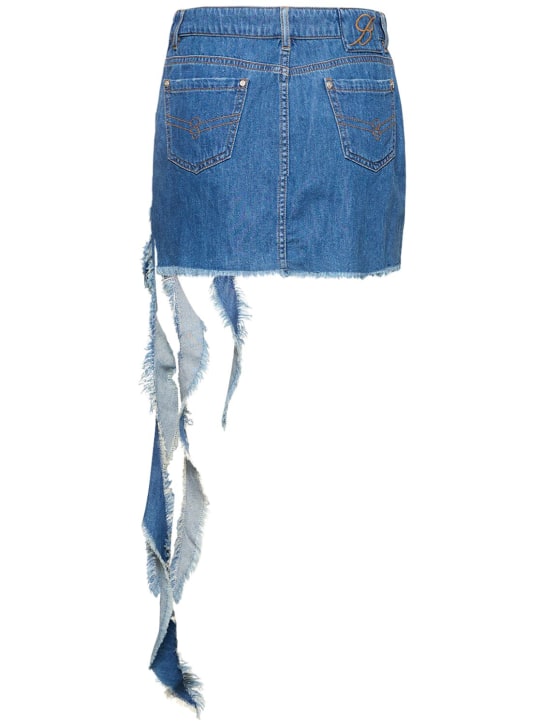 Blumarine: Minigonna in denim / ruches - Blu - women_4 | Luisa Via Roma