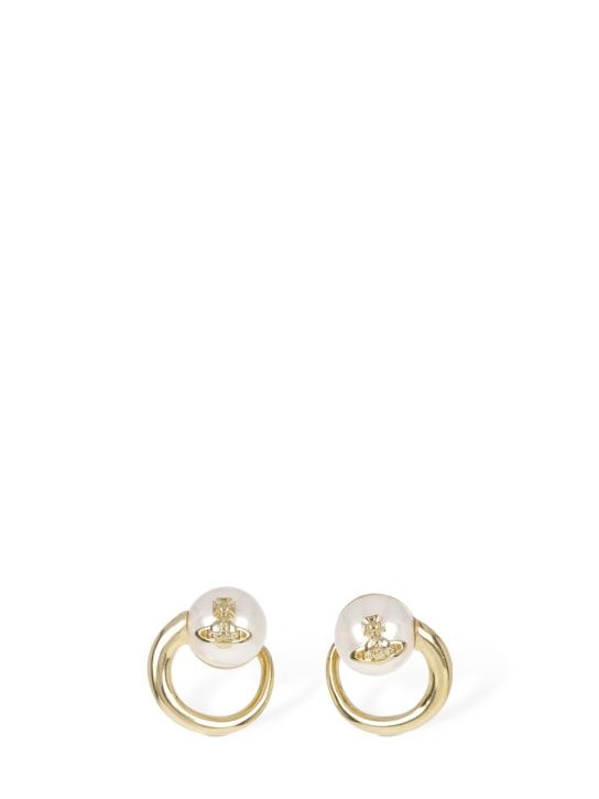 Vivienne Westwood: Boucles d’oreilles en fausses perles Carola - Gold/Cream - women_0 | Luisa Via Roma