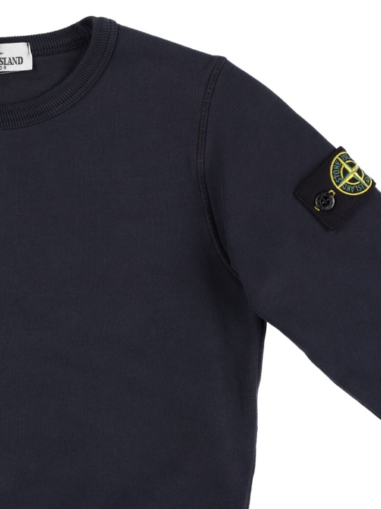 Stone Island: Logo cotton jersey sweatshirt - Dunkelblau - kids-boys_1 | Luisa Via Roma