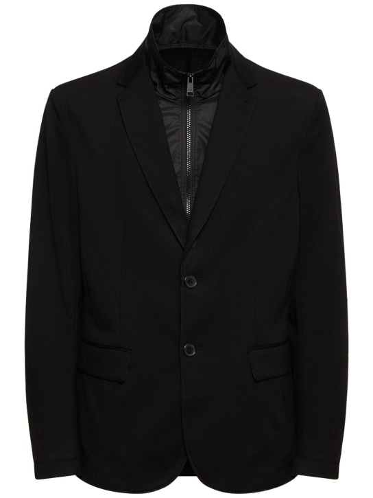 Armani Exchange: Viscose & nylon double layer jacket - Black - men_0 | Luisa Via Roma