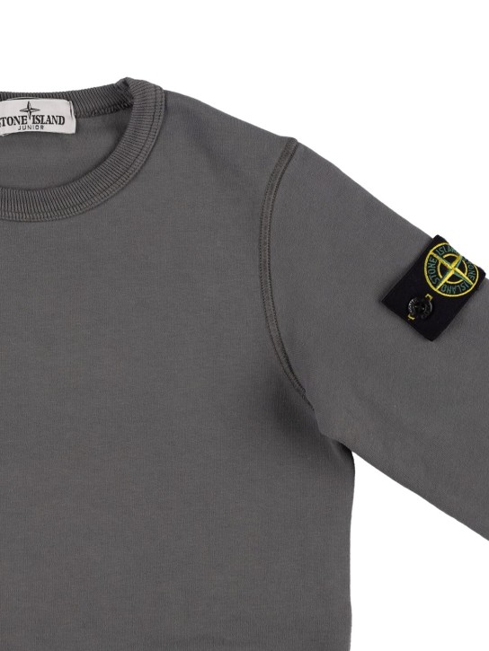 Stone Island: Sweat-shirt en jersey de coton à logo - Anthracite - kids-boys_1 | Luisa Via Roma