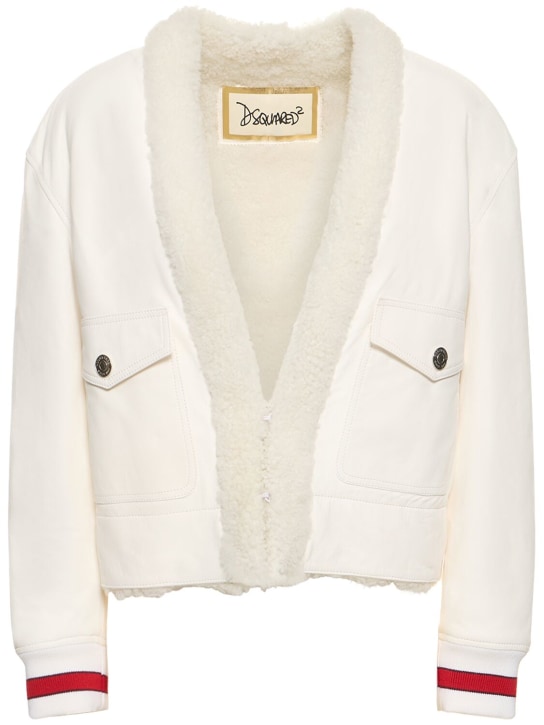 Dsquared2: Leather shearling jacket - White - women_0 | Luisa Via Roma