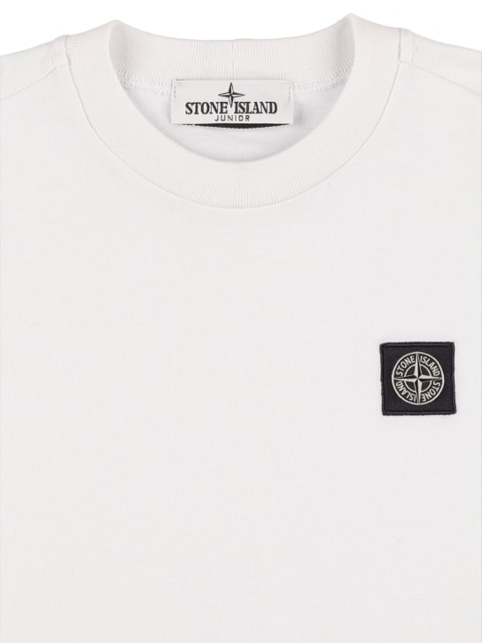 Stone Island: Long sleeve cotton jersey t-shirt w/logo - White - kids-boys_1 | Luisa Via Roma