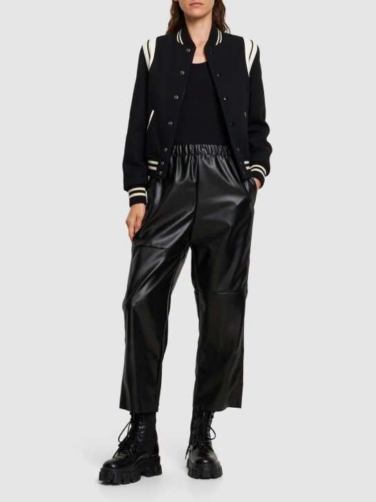 MM6 Maison Margiela: Faux leather pants - Black - women_1 | Luisa Via Roma