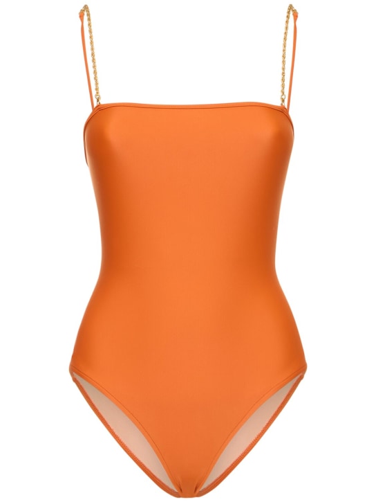 Dolla Paris: Lola one piece swimsuit w/chain straps - Turuncu - women_0 | Luisa Via Roma