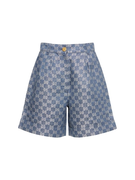 Gucci: GG jacquard bermuda shorts - Blue/Grey - women_0 | Luisa Via Roma