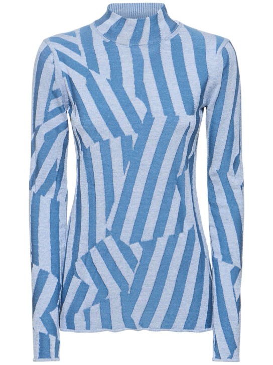 Kenzo Paris: Kenzo dazzle stripe wool blend sweater - Blue/Multi - women_0 | Luisa Via Roma
