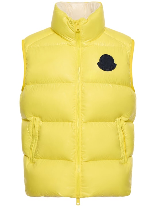 Moncler: Sumido nylon laquè down vest - Yellow - men_0 | Luisa Via Roma