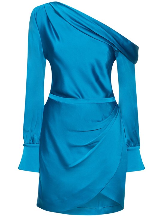 SIMKHAI: Robe courte en satin Cameron Core Classic - Bleu - women_0 | Luisa Via Roma