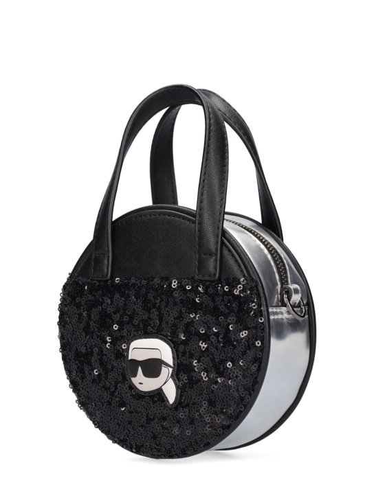 Karl Lagerfeld: Faux leather & sequins shoulder bag - Black/Silver - kids-girls_1 | Luisa Via Roma