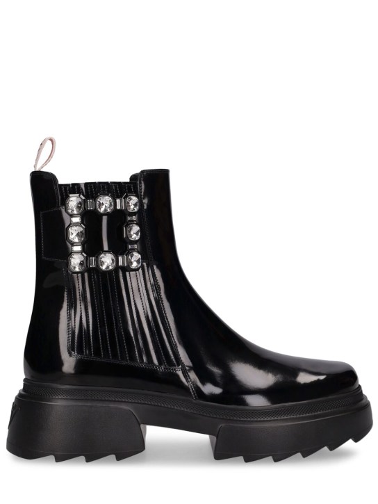 Roger Vivier: 30mm Wallaviv leather ankle boots - Black - women_0 | Luisa Via Roma