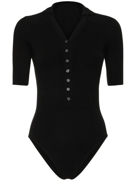 Jacquemus: Le Body Yauco viscose knit bodysuit - Black - women_0 | Luisa Via Roma