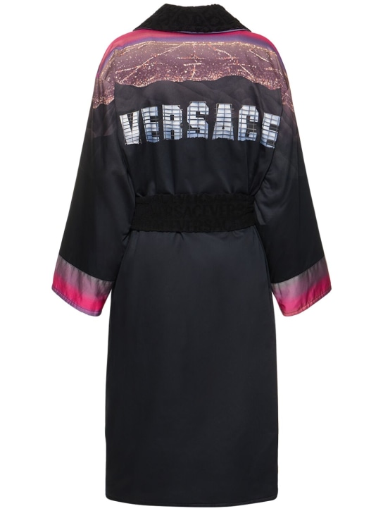 Versace: Bademantel mit Druck "Heritage" - Schwarz - ecraft_1 | Luisa Via Roma