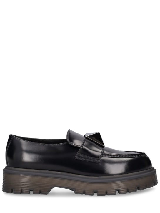 Valentino Garavani: 45mm One Stud leather loafers - Black - women_0 | Luisa Via Roma
