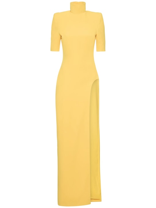 Mônot: Vestito collo alto in crepe - Giallo - women_0 | Luisa Via Roma