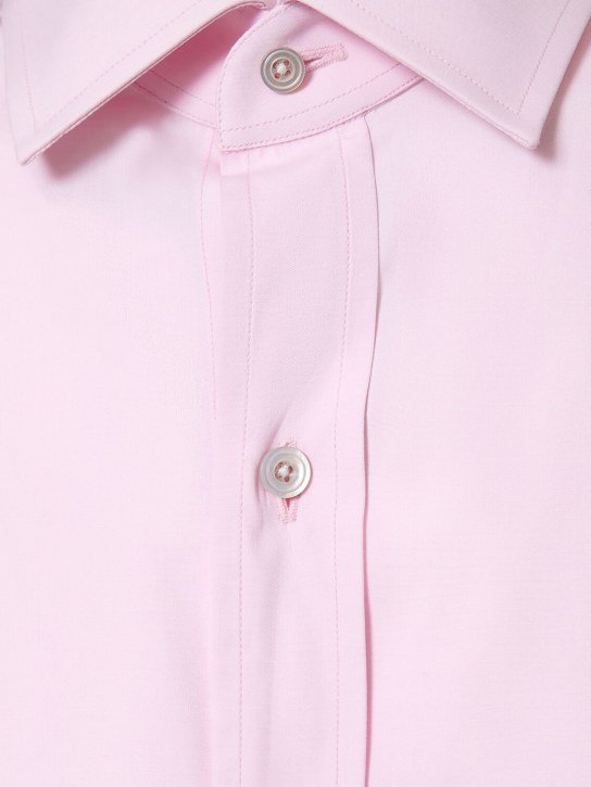 Tom Ford: Poplin 슬림핏 셔츠 - 핑크 - men_1 | Luisa Via Roma