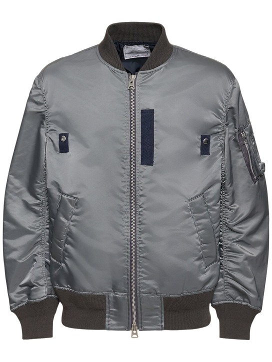 Sacai: Nylon twill jacket - Grey - men_0 | Luisa Via Roma