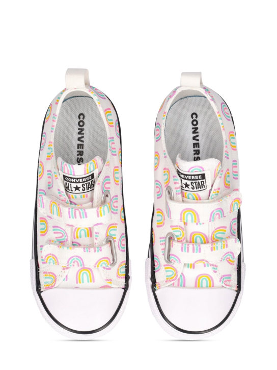 Converse: Sneakers à scratch en toile imprimé arc-en-ciel - Blanc - kids-girls_1 | Luisa Via Roma